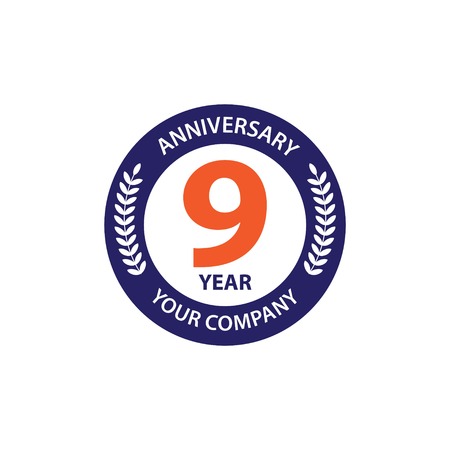 9 Year Anniversary Vector Template Design Illustrationのイラスト素材