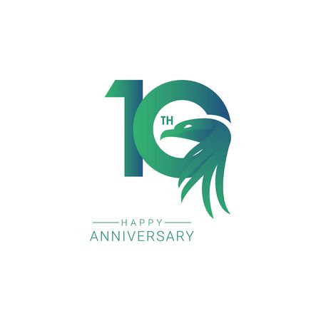 10 th Anniversary Bird Model Vector Template Design Illustrationのイラスト素材