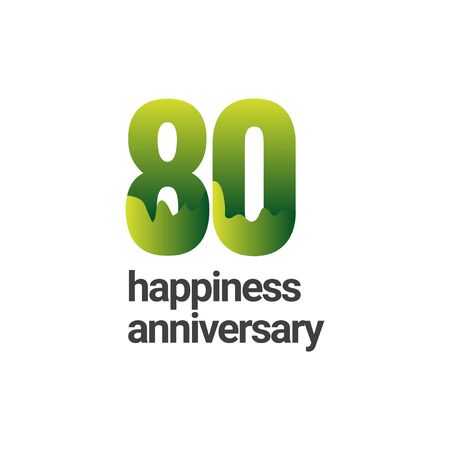 80 Years Happiness Anniversary Vector Template Design Illustrationのイラスト素材