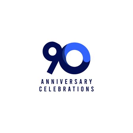 90 Years Anniversary Celebration Blue Vector Template Design Illustrationのイラスト素材