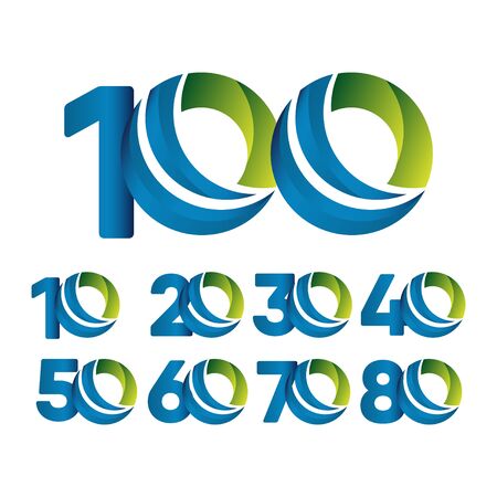 100 Years Anniversary Celebration Blue green Vector Template Design Illustrationのイラスト素材