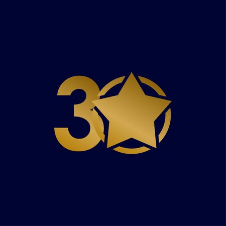 30 Years Anniversary Star Gold Celebration  Template Design Illustrationのイラスト素材
