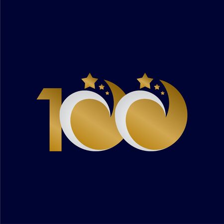 100 Years Anniversary Star Dash Gold Celebration  Template Design Illustrationのイラスト素材