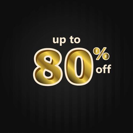 Discount up to 80% off Label Price Gold  Template Design Illustrationのイラスト素材