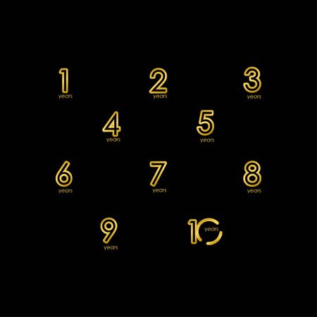 Years Anniversary  Gold Celebration set  Template Design Illustrationのイラスト素材