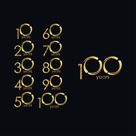 100 Years Anniversary Celebration Gold Vector Template Design Illustrationのイラスト素材
