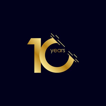 10 Years Anniversary Celebration Gold Vector Template Design Illustrationのイラスト素材