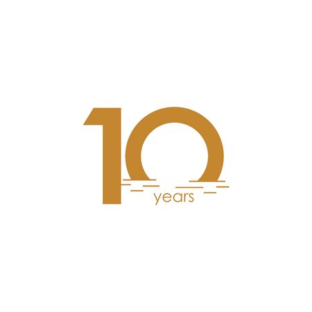 10 Years Anniversary Celebration Sunset Vector Template Design Illustrationのイラスト素材