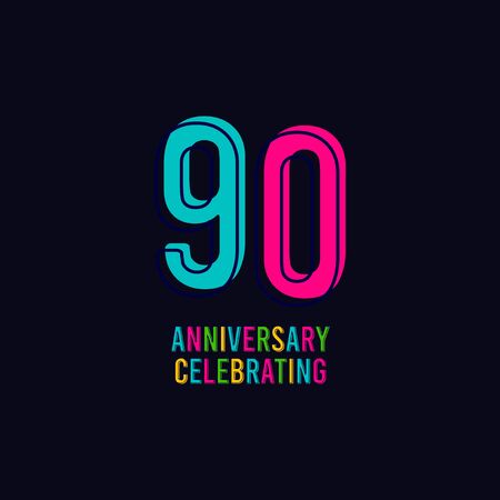 90 Years Anniversary Celebration Vector Template Design Illustrationのイラスト素材
