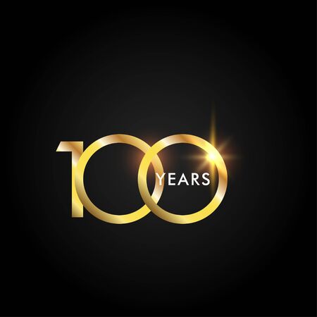 100 Years Anniversary Celebration Gold Vector Template Design Illustrationのイラスト素材