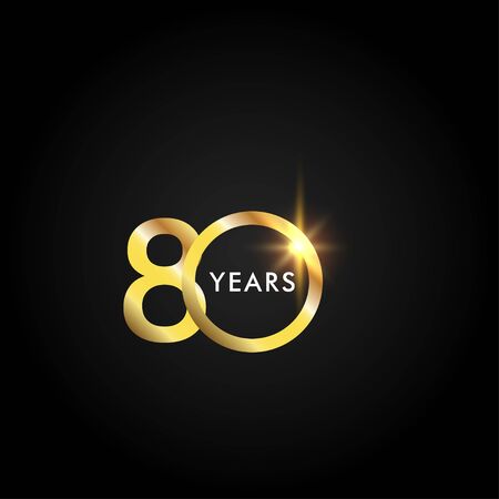 80 Years Anniversary Celebration Gold Vector Template Design Illustrationのイラスト素材