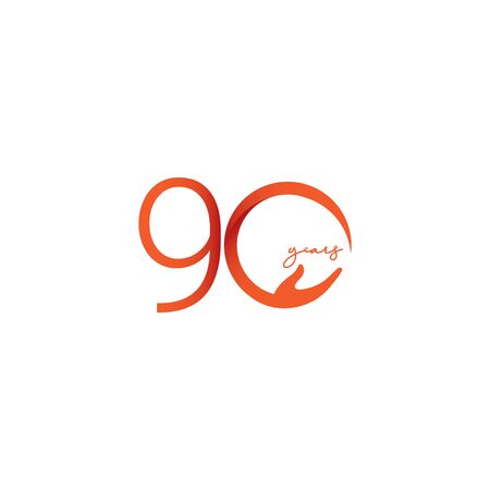 90 Years Anniversary Celebration Number Vector Template Design Illustration Logo Iconのイラスト素材