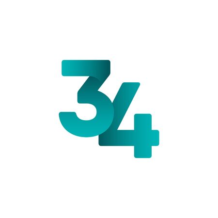 34 Years Anniversary Celebrations Vector Template Design Illustrationのイラスト素材