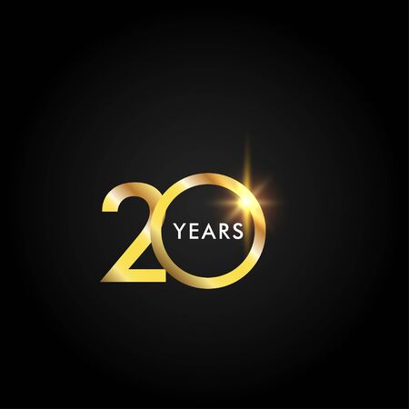 20 Years Anniversary Celebration Gold Vector Template Design Illustrationのイラスト素材