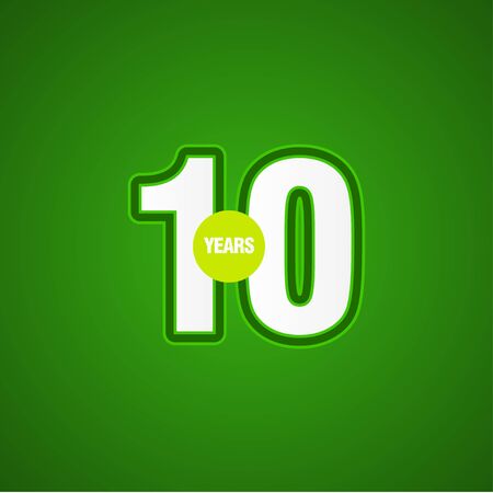 10 Years Anniversary Green Light Vector Template Design Illustrationのイラスト素材
