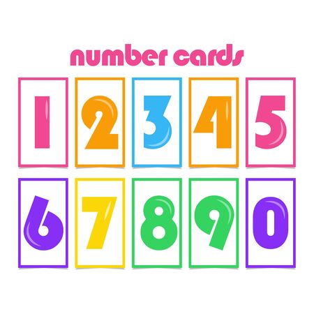 Number Cards for Kids Vector Template Design Illustrationのイラスト素材