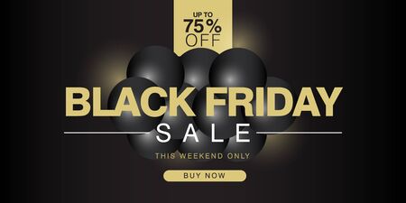 Black Friday Sale up to 75% off Banner Vector Template Design Illustrationのイラスト素材