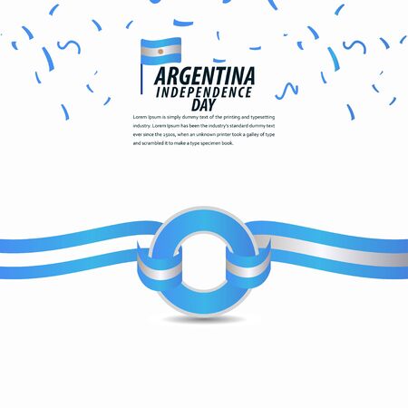 Happy Argentina Independence Day Celebration, Poster, Ribbon banner vector template design illustrationのイラスト素材
