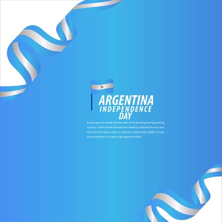 Happy Argentina Independence Day Celebration, Poster, Ribbon banner vector template design illustrationのイラスト素材