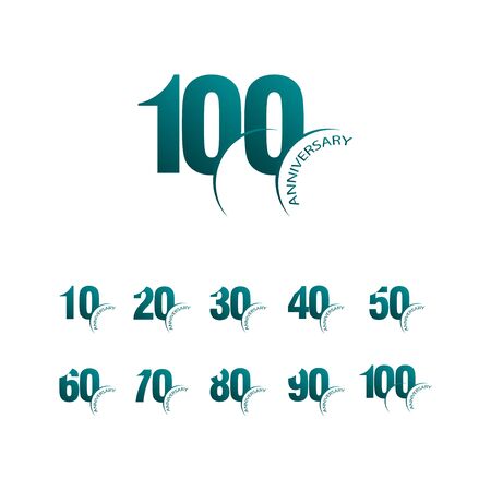 100 Years Anniversary Celebration Set Vector Template Design Illustrationのイラスト素材