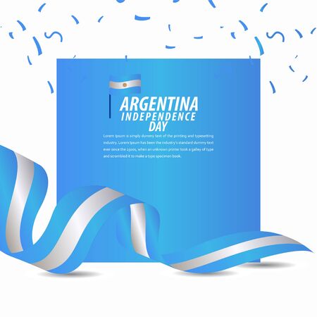 Happy Argentina Independence Day Celebration, Poster, Ribbon banner vector template design illustrationのイラスト素材