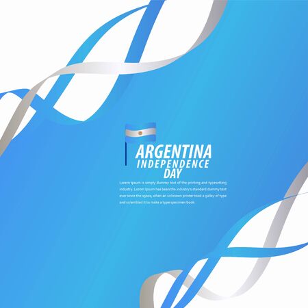 Happy Argentina Independence Day Celebration, Poster, Ribbon banner vector template design illustrationのイラスト素材