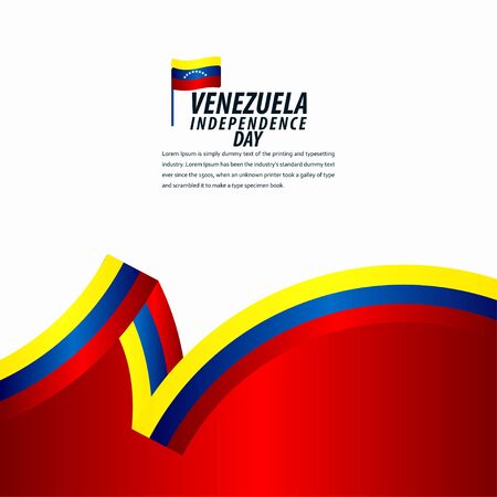 Happy Venezuela Independence Day Celebration, ribbon banner, poster template design illustrationのイラスト素材