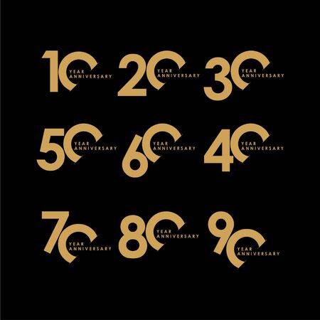 Year Anniversary Set Celebration Vector Template Design Illustrationのイラスト素材