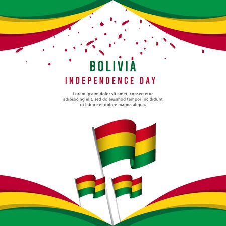 Happy Bolivia Independence Day Celebration Poster Vector Template Design Illustrationのイラスト素材