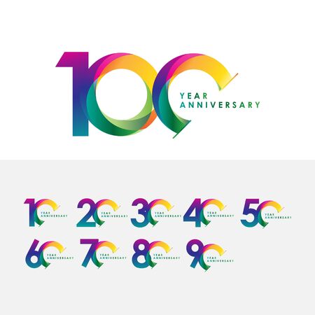 100 Year Anniversary Set Vector Template Design Illustrationのイラスト素材