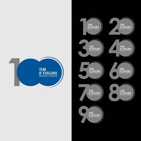 100 Year Set of Excellence Anniversary Celebration Vector Template Design Illustrationのイラスト素材