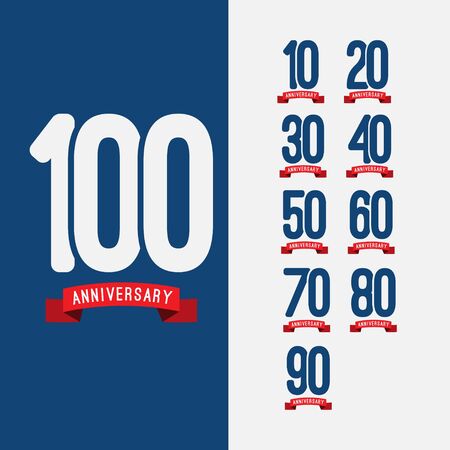 100 Year Anniversary Set Vector Template Design Illustrationのイラスト素材