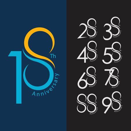 18th Anniversary Set Vector Template Design Illustrationのイラスト素材