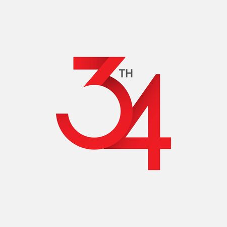34 th Anniversary Vector Template Design Illustrationのイラスト素材