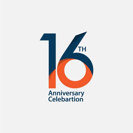 16 th Anniversary Celebration Vector Template Design Illustrationのイラスト素材