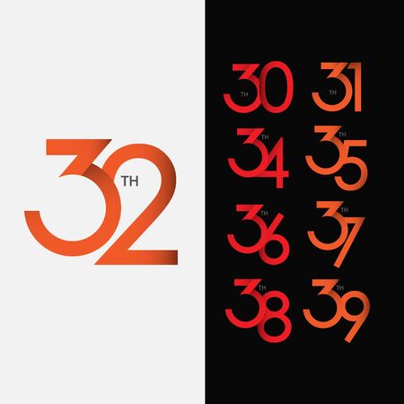 32 th Anniversary Set Vector Template Design Illustrationのイラスト素材