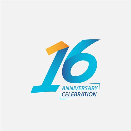 16 Year Anniversary Celebration Vector Template Design Illustrationのイラスト素材