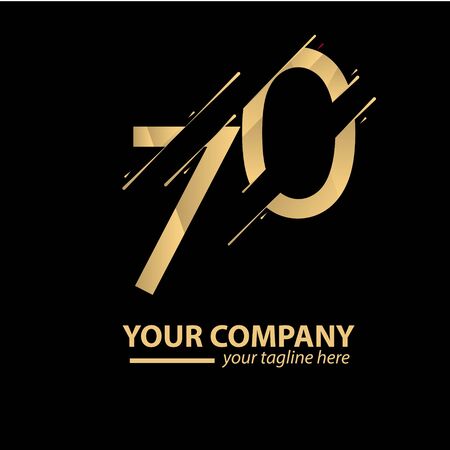70 Year Anniversary Luxury Gold Vector Template Design Illustrationのイラスト素材