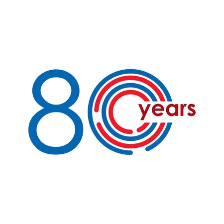 80 Year Anniversary Logo Vector Template Design Illustrationのイラスト素材
