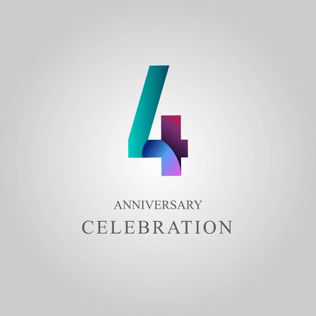4 Year Anniversary Celebration Vector Template Design Illustrationのイラスト素材