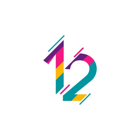 12 Years Anniversary Celebration Full Color Vector Template Design Illustrationのイラスト素材