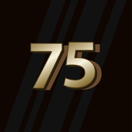 75 Years Anniversary Gold Elegant Number Vector Template Design Illustrationのイラスト素材