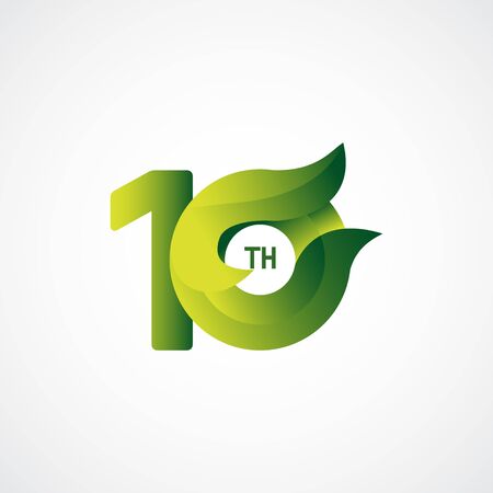 10 Th Anniversary Celebrations Green gradient Vector Template Design Illustrationのイラスト素材