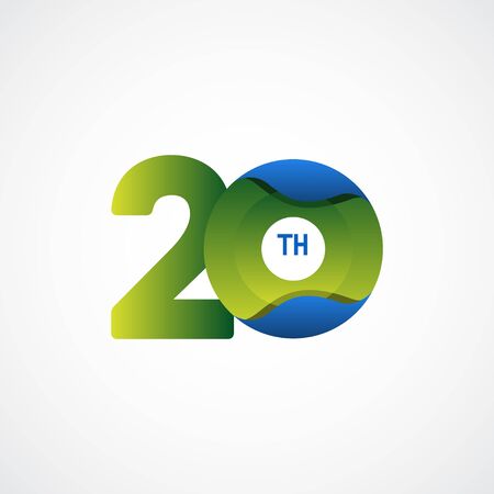 20 Th Anniversary Celebrations Green Blue gradient Vector Template Design Illustrationのイラスト素材