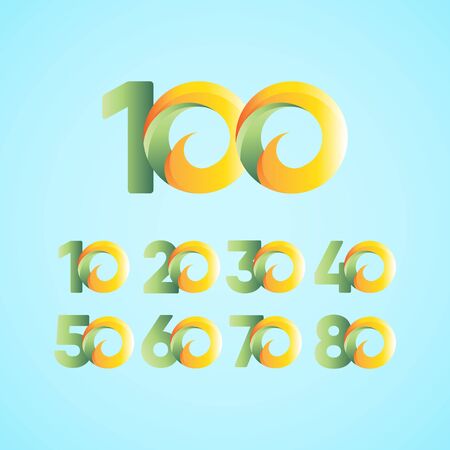 100 Years Anniversary Celebrations Yellow Green Vector Template Design Illustrationのイラスト素材