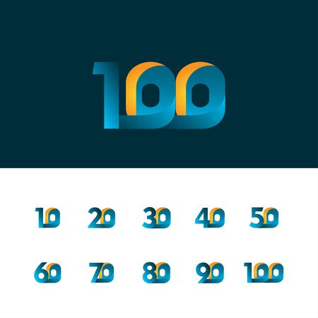 100 Years Anniversary Celebration Gradient Blue Vector Template Design Illustrationのイラスト素材