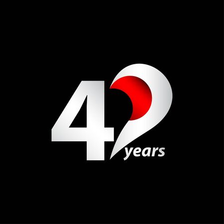 40 Years Anniversary Celebration White and Red Elegant Vector Template Design Illustrationのイラスト素材