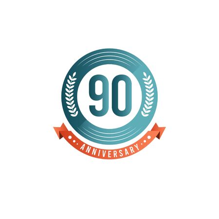 90 Years Anniversary Celebration Vector Template Design Illustrationのイラスト素材