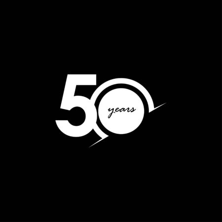 50 Years Anniversary Celebration Number White and Black Vector Template Design Illustrationのイラスト素材