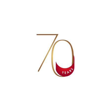 70 Years Anniversary Celebration Elegant Number Vector Template Design Illustrationのイラスト素材